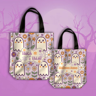 Bolso De Tela Trick o trenza de Halloween con retro morado