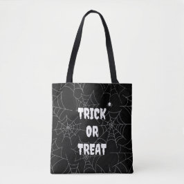 Bolso De Tela Trick o Trete Spiderweb Black Halloween Tote Bag