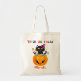 Bolso De Tela Trick O Trick De Gato De Halloween