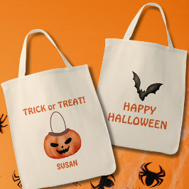 Bolso De Tela Trick O Trick De Jack O Lantern O Happy Halloween