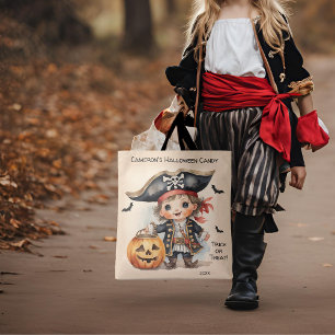 Bolso De Tela Trick o truco de dulces piratas de Halloween