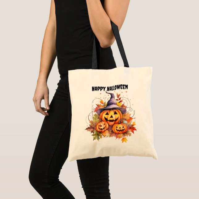 Bolso De Tela Trick o'Lantern Gorra de brujas Halloween (Anverso (producto))