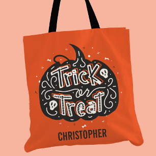 Bolso De Tela Trick or Treat Calabaza Personalizada Halloween