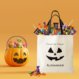 Bolso De Tela Trick or Treat Cara de Calabaza Personalizada