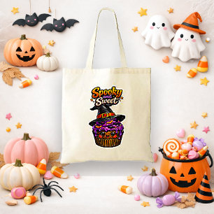 Bolso De Tela Trick or Treat Cupcake Bruja Morada Dulce Kawaii