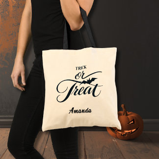 Bolso De Tela Trick or Treat Personalizado Con Murciélago de Hal