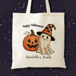 Bolso De Tela Trick or Treat Pumpkin Ghost Budget Halloween 