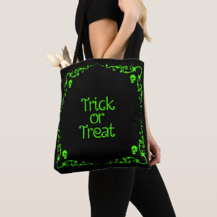 Bolso De Tela Trick or Treat Verde Moco de Halloween