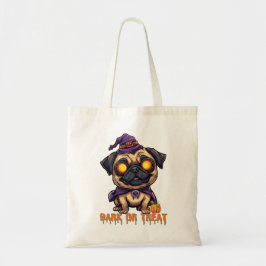 Bolso De Tela "Trick or Trete Tote Bag - Cute Pug de Halloween.