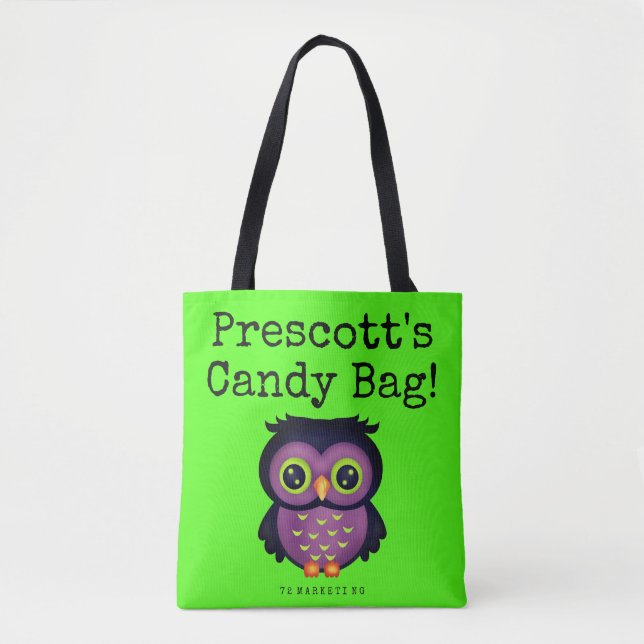 Bolso De Tela Trick Personalizado de Halloween o Tote de Bag Owl (Anverso)