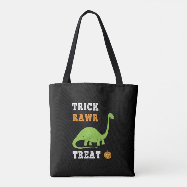 Bolso De Tela Trick Rawr Treat Cute Halloween Brontosaurus Dino (Reverso)