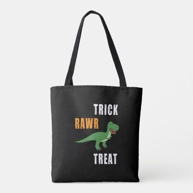 Bolso De Tela Trick Rawr Treat Cute Halloween Tyrannosaurus Rex (Reverso)