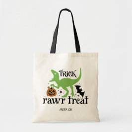 Bolso De Tela Trick Rawr Treat Personalizado Dinosaur Halloween