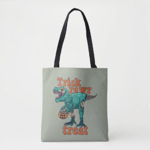 Bolso De Tela Trick Rawr Treat Zombie T Rex Halloween Dinosaur