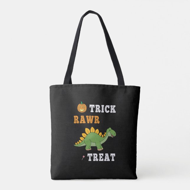 Bolso De Tela Trick Rawr Tret Cute Halloween Stegosaurus Dino (Reverso)
