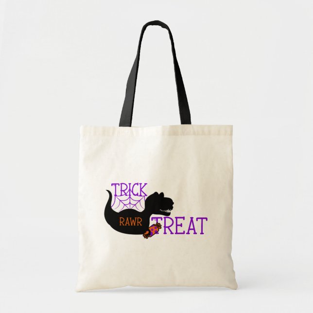 Bolso De Tela Trick Rawr Tret Halloween Dinosaur Tote Bag (Frente)