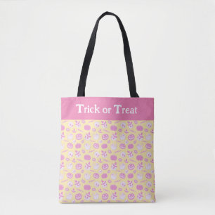 Bolso De Tela Trick rosa y amarillo o trébol Halloween