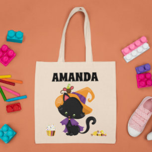 Bolso De Tela Trick Treat gato de Halloween personalizado para n