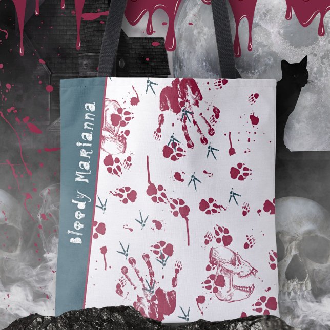 Bolso De Tela Trinco o tratamiento sangriento para el cráneo de  (Bloody Halloween Skull Trick or Treat Tote Bag ©Susanne Sachers - Sunny Mind 🌞)