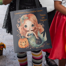Bolso De Tela Trinco o truco de dulces de Halloween para sirenas