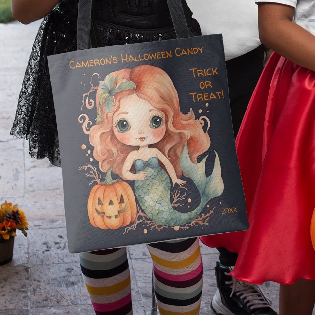 Bolso De Tela Trinco o truco de dulces de Halloween para sirenas (Subido por el creador)