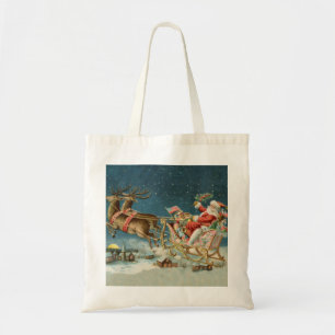 Bolso De Tela Trineo Antiguo de Navidad de Papá Noel Reno