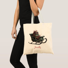 Bolso De Tela Trineo de Navidad Vintage Personalizado con Libros