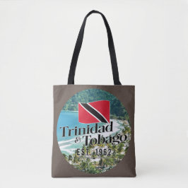 Bolso De Tela "Trinidad y Tobago Este. Playa Con Bandera De 1962