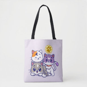 Bolso De Tela Trio Adorable - Tres Gatos Cubiertos