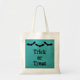 Bolso De Tela Trío de Bats Halloween Treat Bag, Verde azulado