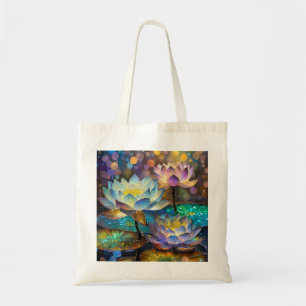 Bolso De Tela Trío de flores de loto brillantes