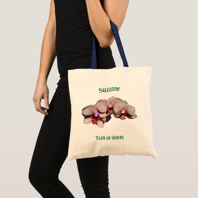 Bolso De Tela Trío de flores orquídeas personalizado (Anverso (producto))