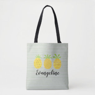Bolso De Tela Trío de piña de color de agua con pinzas verdes