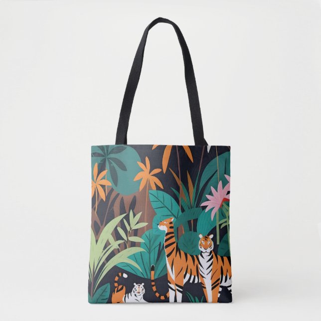 Bolso De Tela Trio de tigre tropical (Anverso)