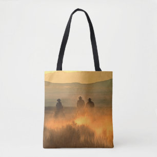 Bolso De Tela Trío de Vaqueros: Gallop de fondo montañoso.