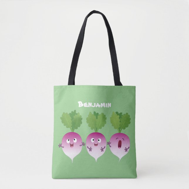 Bolso De Tela Trío de verduras de nabo lindo personalizado (Anverso)