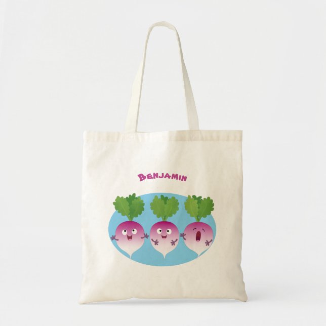 Bolso De Tela Trío de verduras de nabo lindo personalizado (Frente)