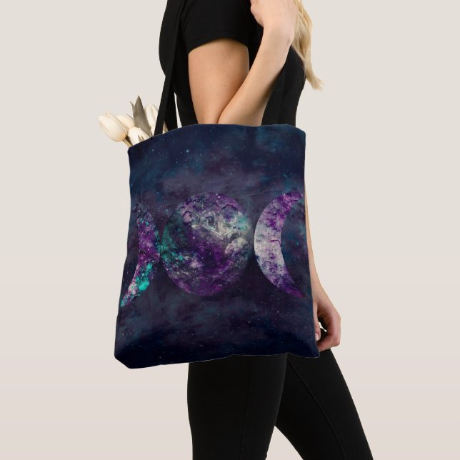 Bolso De Tela Triple Diosa Luna Universo (Detalle)