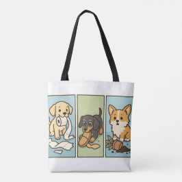 Bolso De Tela Triple problema: cachorros maliciosos atrapados en