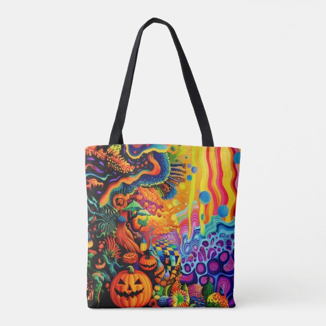 Bolso De Tela Trippy Halloween (Reverso)
