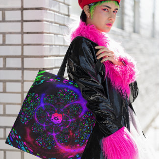 Bolso De Tela Trippy Purple Spiral Funky