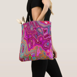 Bolso De Tela Trippy Resumen Magenta Colores arcoiris Arte retro