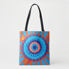 Bolso De Tela Trippy Tie-Dye Retro Azul y Naranja