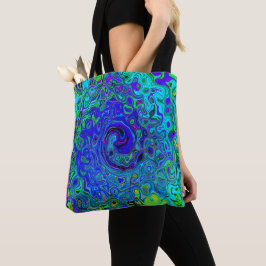 Bolso De Tela Trippy Violet Blue Abstract Retro Liquid Swirl