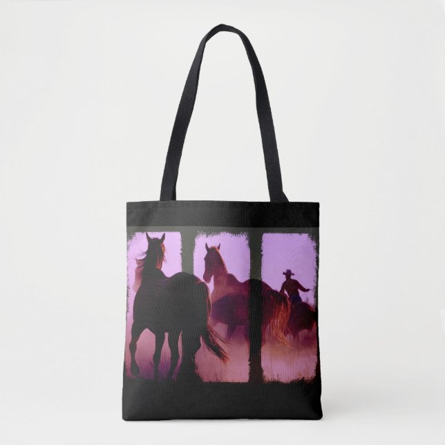 Bolso De Tela Tríptico de caballos salvajes (Anverso)