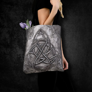 Bolso De Tela Triquetra Trinity Knot Silvery Faux Metalizado