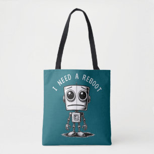 Bolso De Tela Triste Robot - Necesito Reiniciar