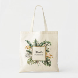 Bolso De Tela Tropical Elegant Green Gold Palms Bridesmaid favor