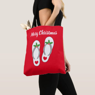 Bolso De Tela Tropical Feliz Navidad sandalias de playa lindas