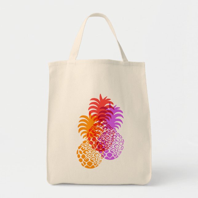Bolso De Tela Tropical Hawaiano de Momona Pineapple (Frente)